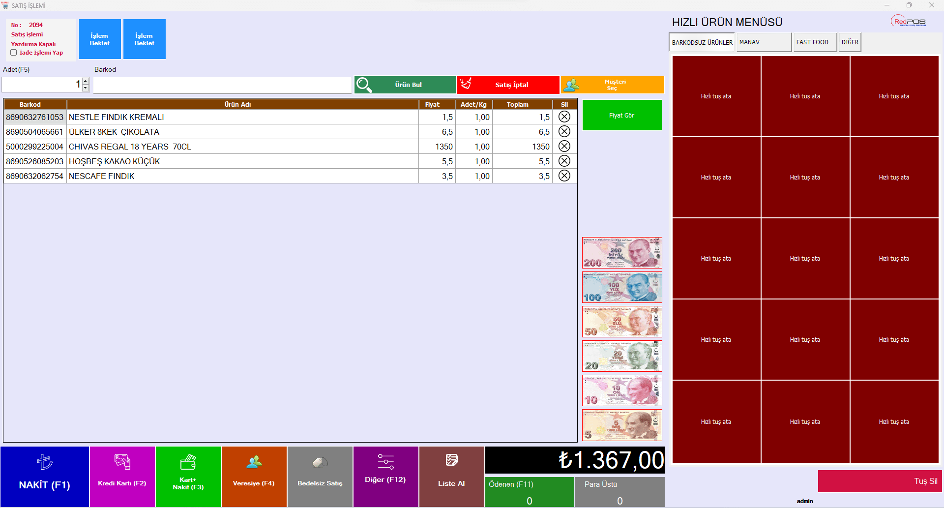 RedPOS Barkodlu Satış